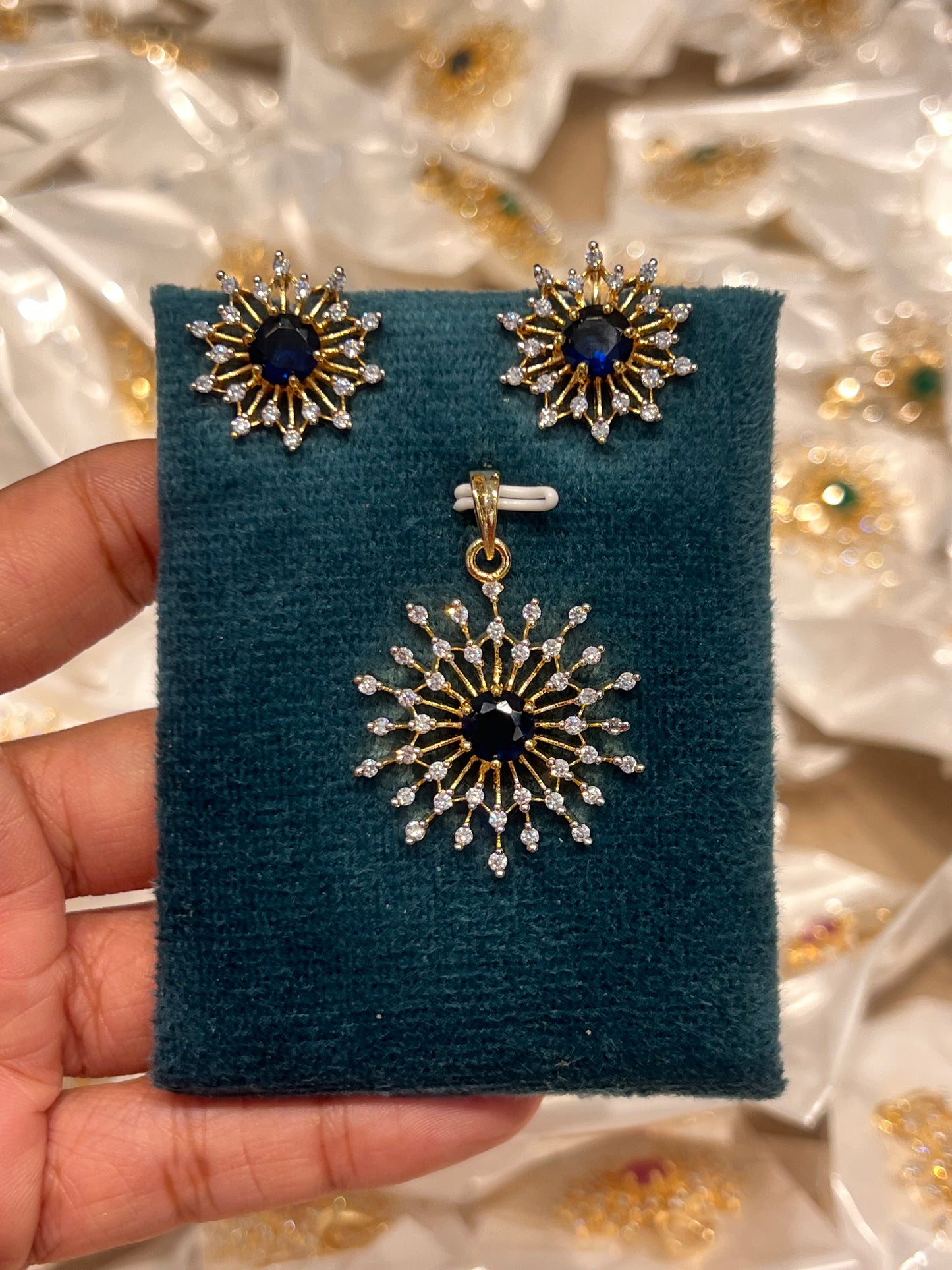 Premium diamond finish party wear pendant set product code D360