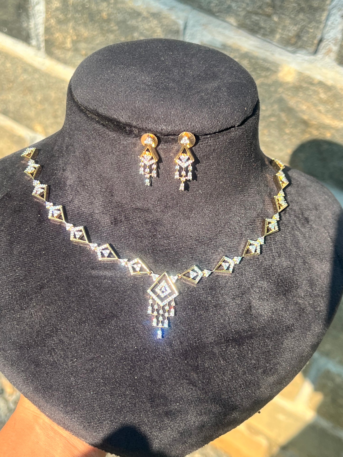 Premium diamond finish bridal necklace set product code D192