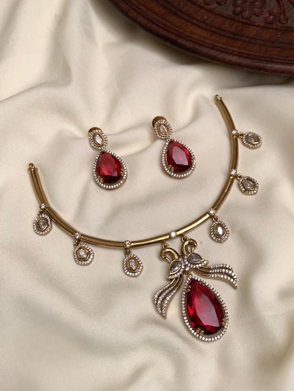 Premium quality elegant statement cz ad necklace product code 145