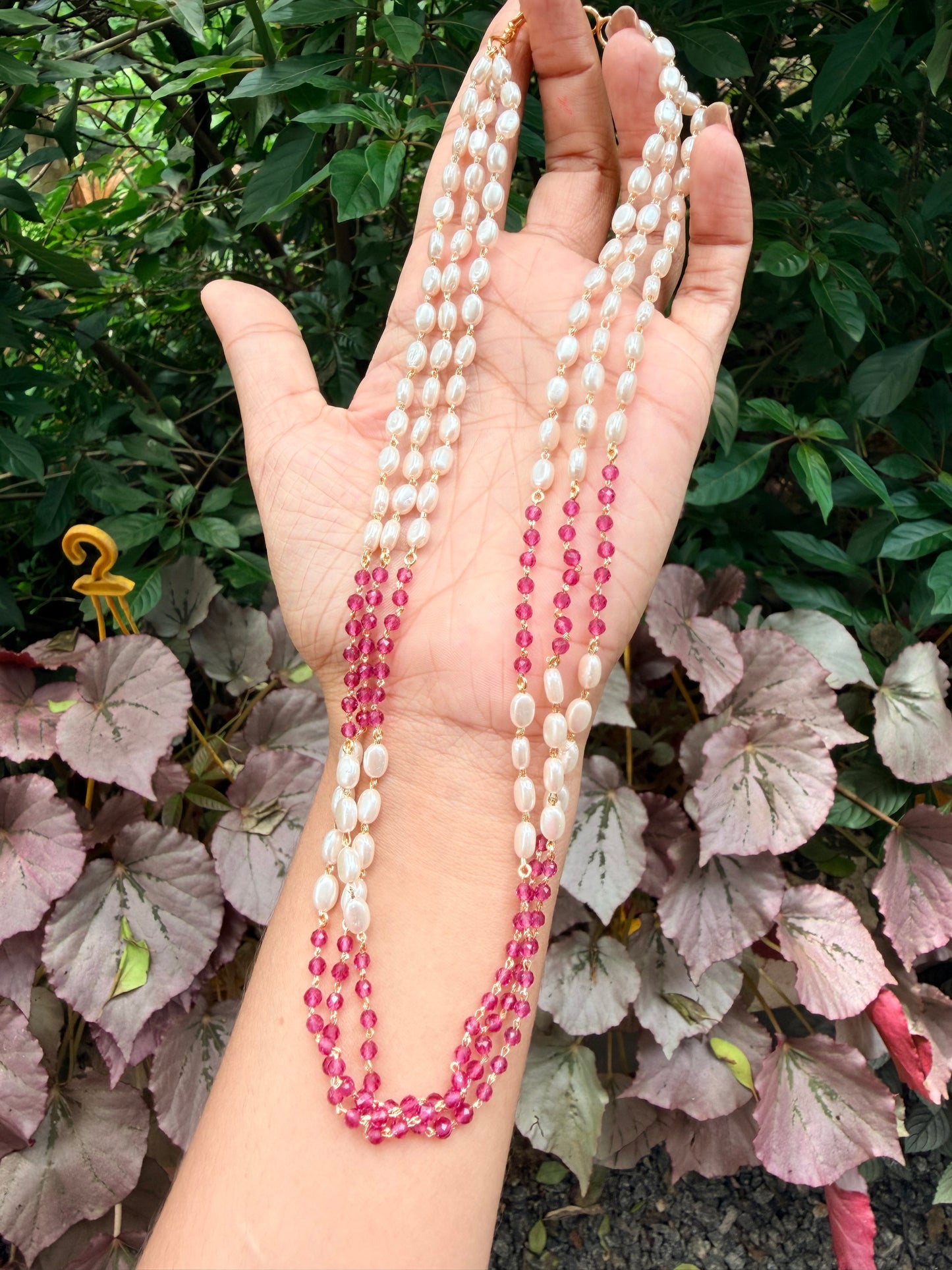 Premium quality 3layer pearl and beads layered necklace product code P120