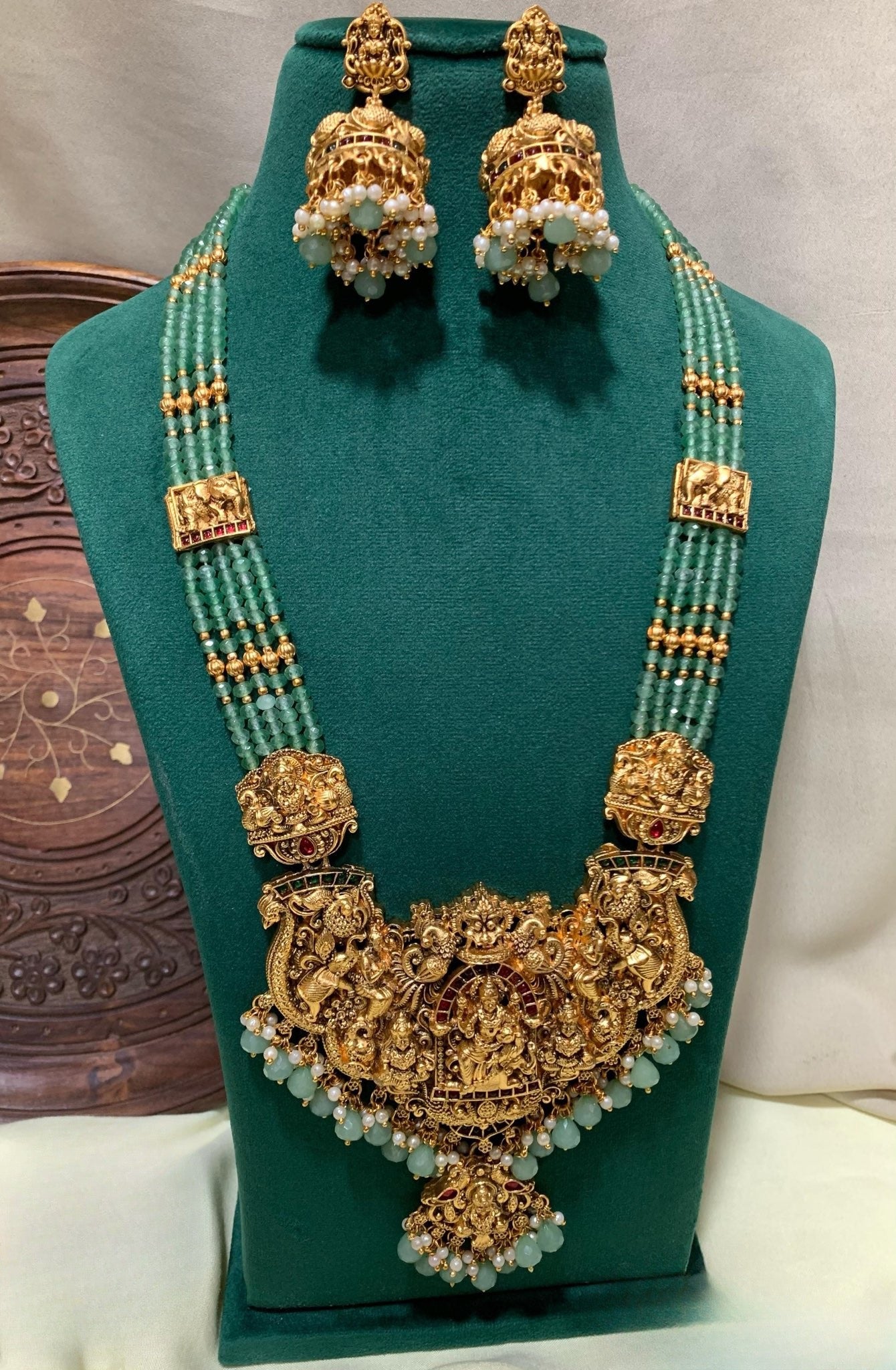 5layer green beads haram product code 1068