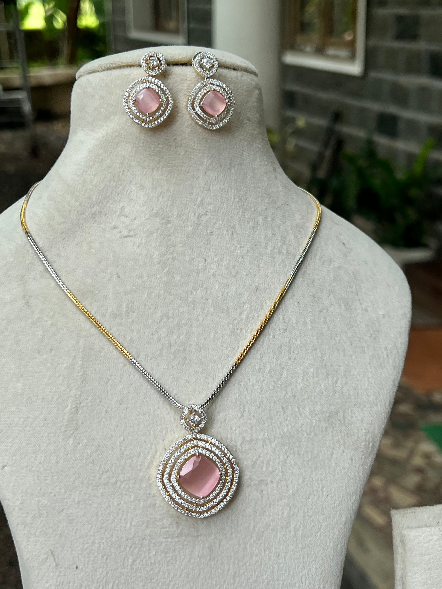 Premium Daimond finish removable pendant dual tone chain set product code 191
