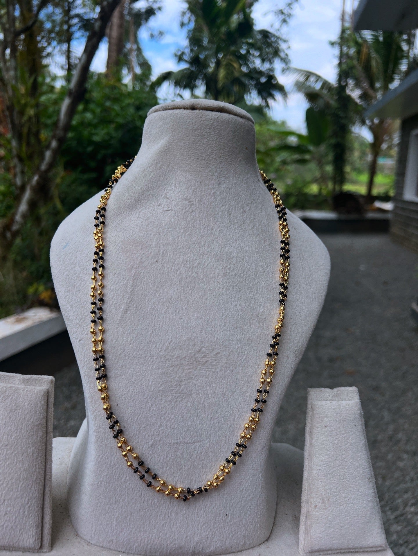 Trending 2layer long black beads haram product code P20