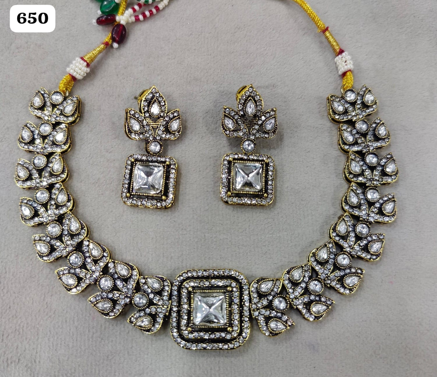 Designer polki Kundan necklace product code 1011
