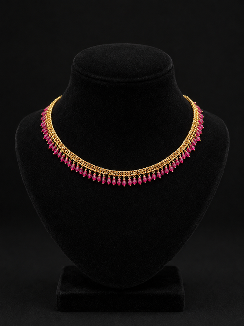 Premium 24 carat gold plated pink drops necklace product code G116