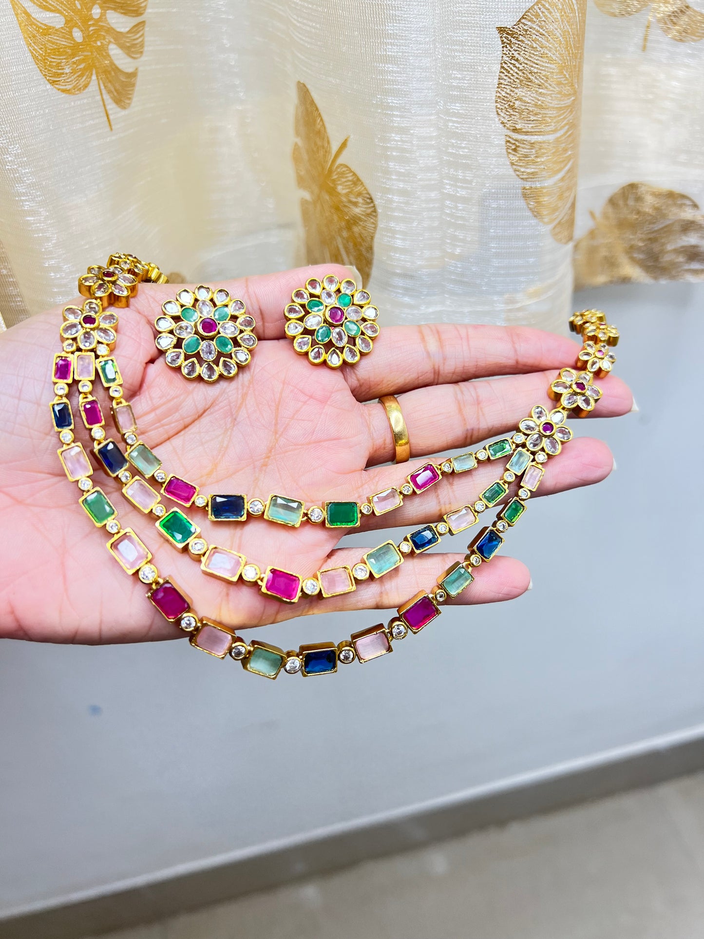 3layer multi color ad necklace