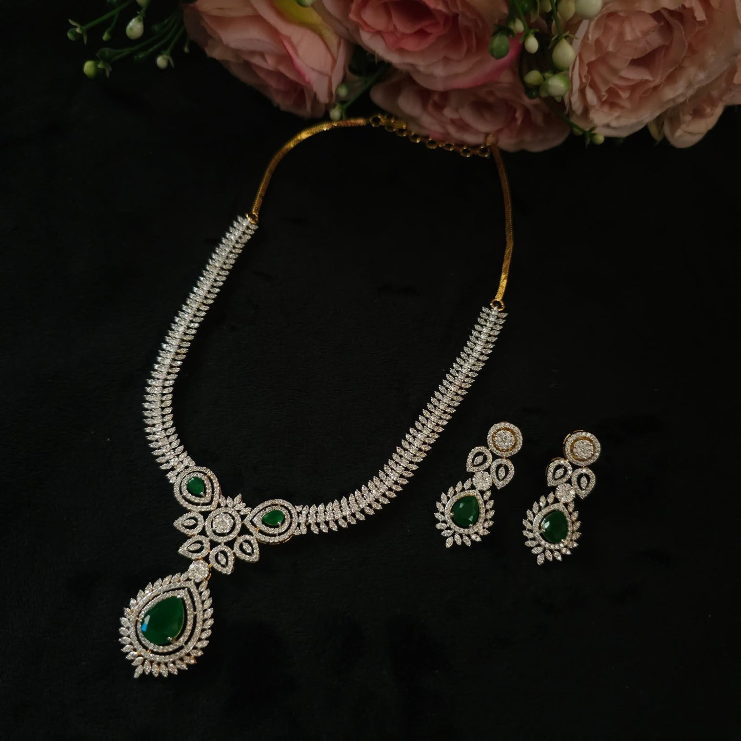 Premium diamond finish bridal necklace product code N86