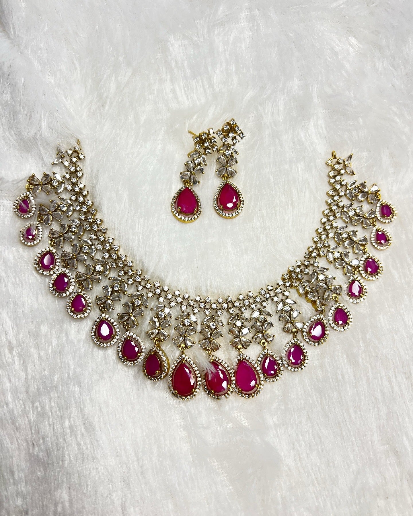Premium bridal ad gold polish necklace product code 755