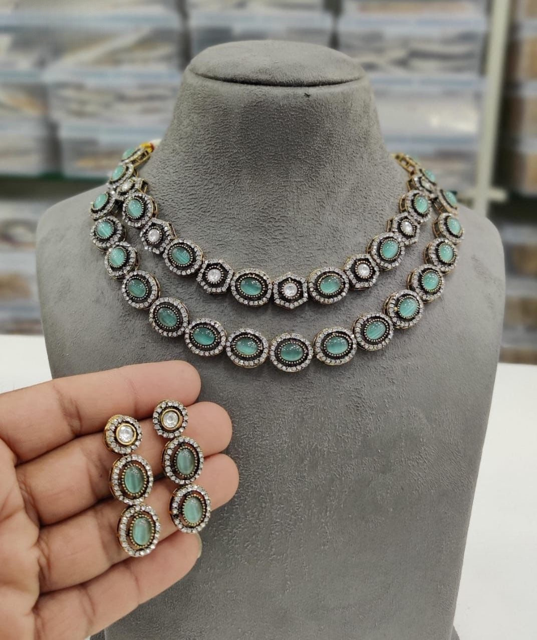 2layer Elegánt jadau Kundan necklace product code 1270