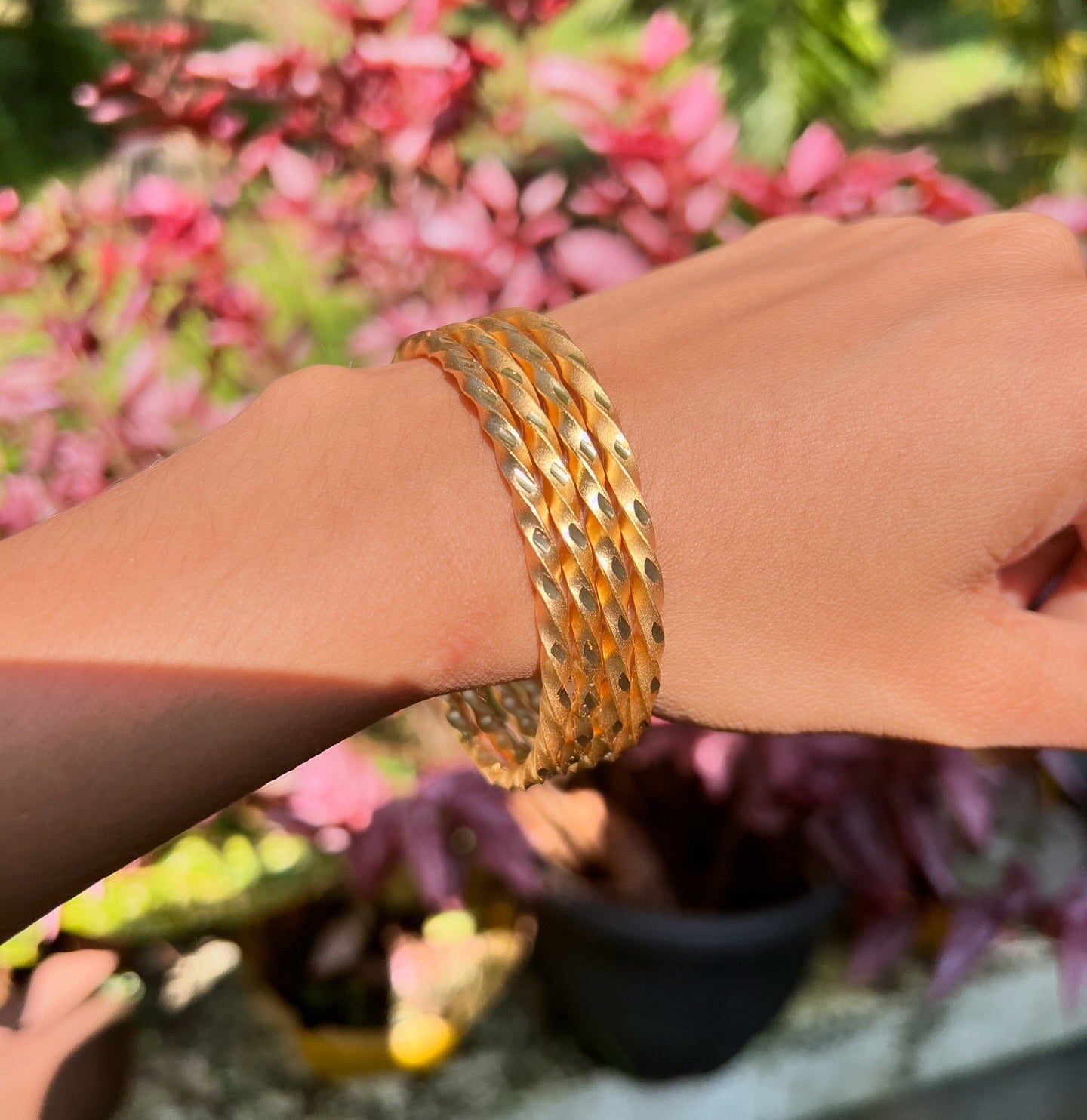 Daily use gold plated bangle set of 2 product code 1056