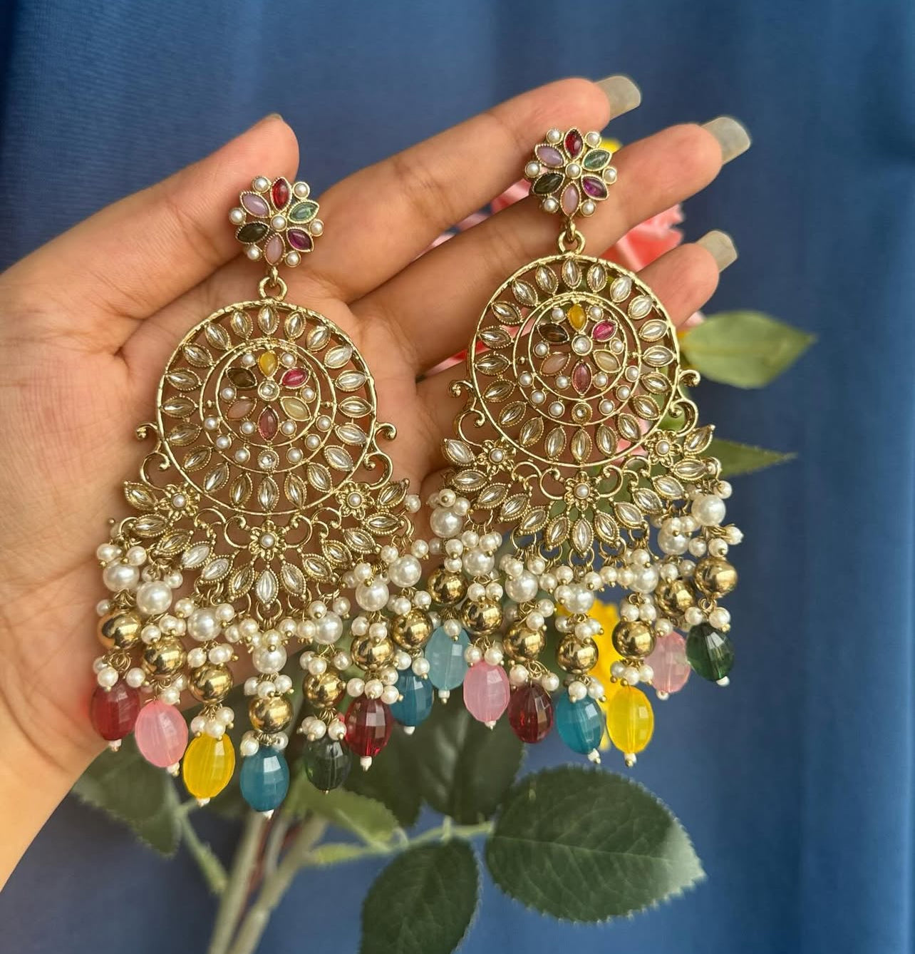 Big size Kundan stylish earrings product code 40