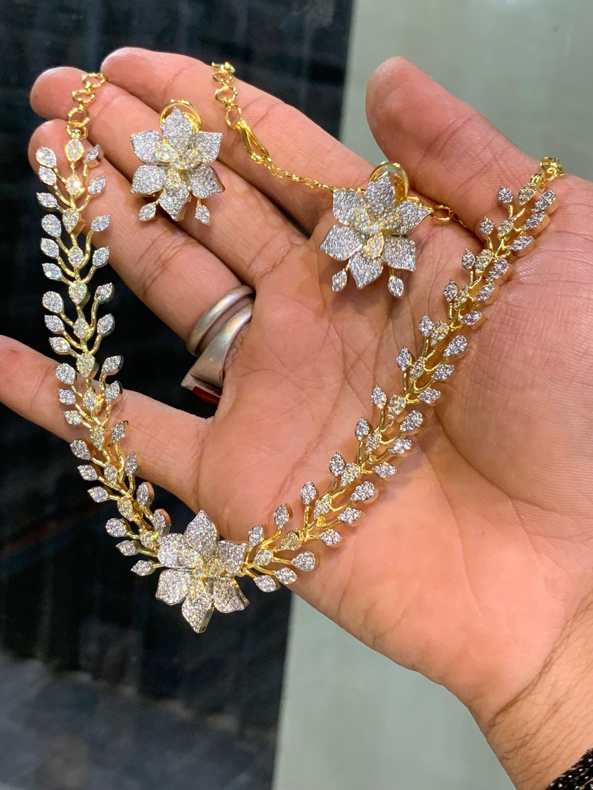 Premium bridal diamond finish necklace product code 530