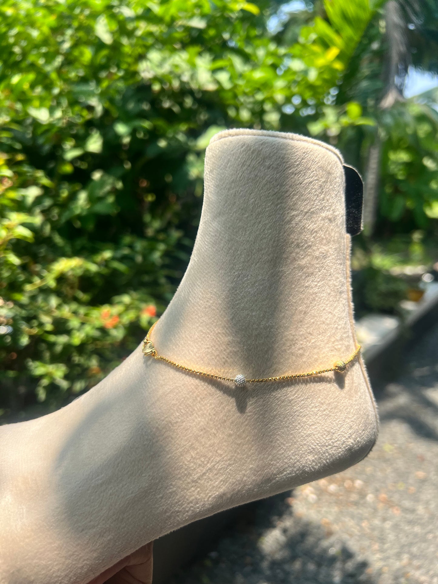 Premium gold plated daily wear twotone ball anklets product code A11