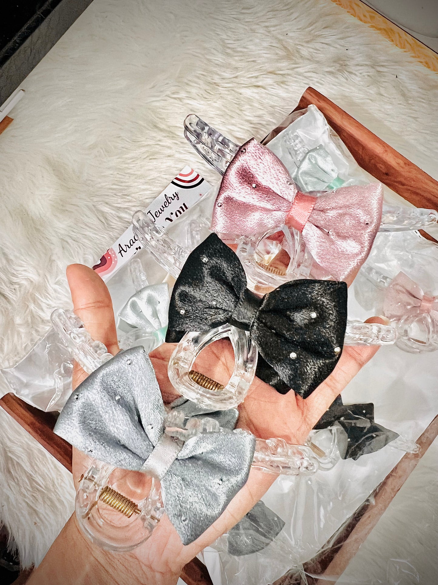 Premium satin bowknot hair claw clips product code 1026