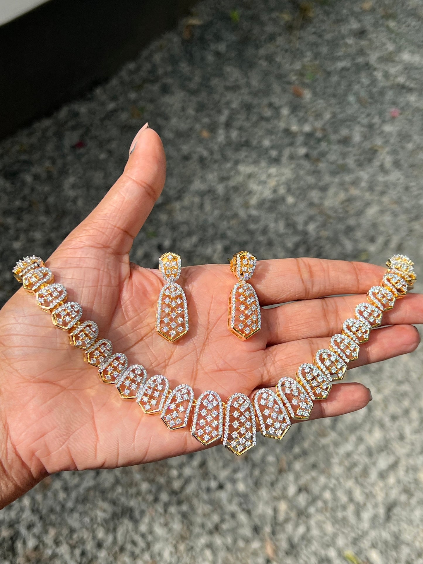 Premium diamond finish bridal necklace product code D31