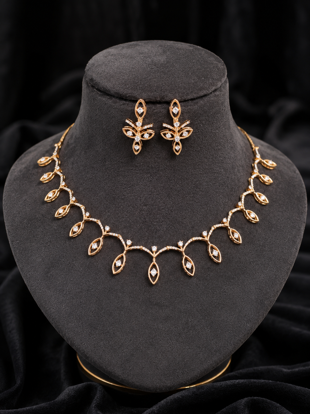 Premium diamond finish bridal necklace set Product code D395