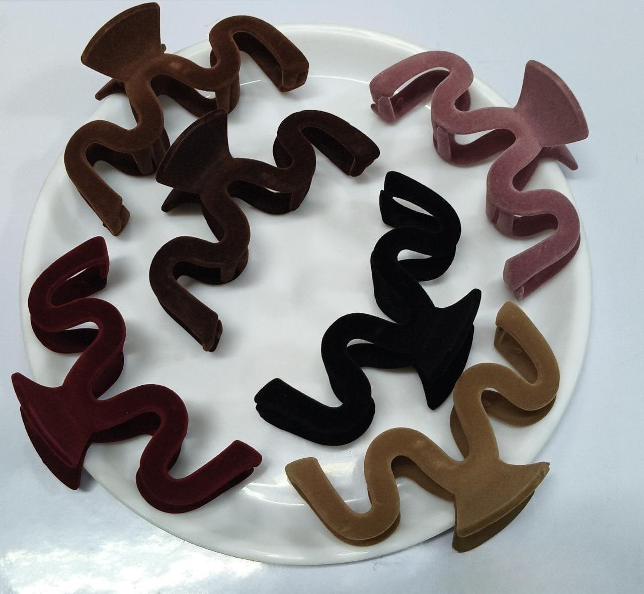 Premium Velvet Elegant large wave shaped hair claw clips product code 1014