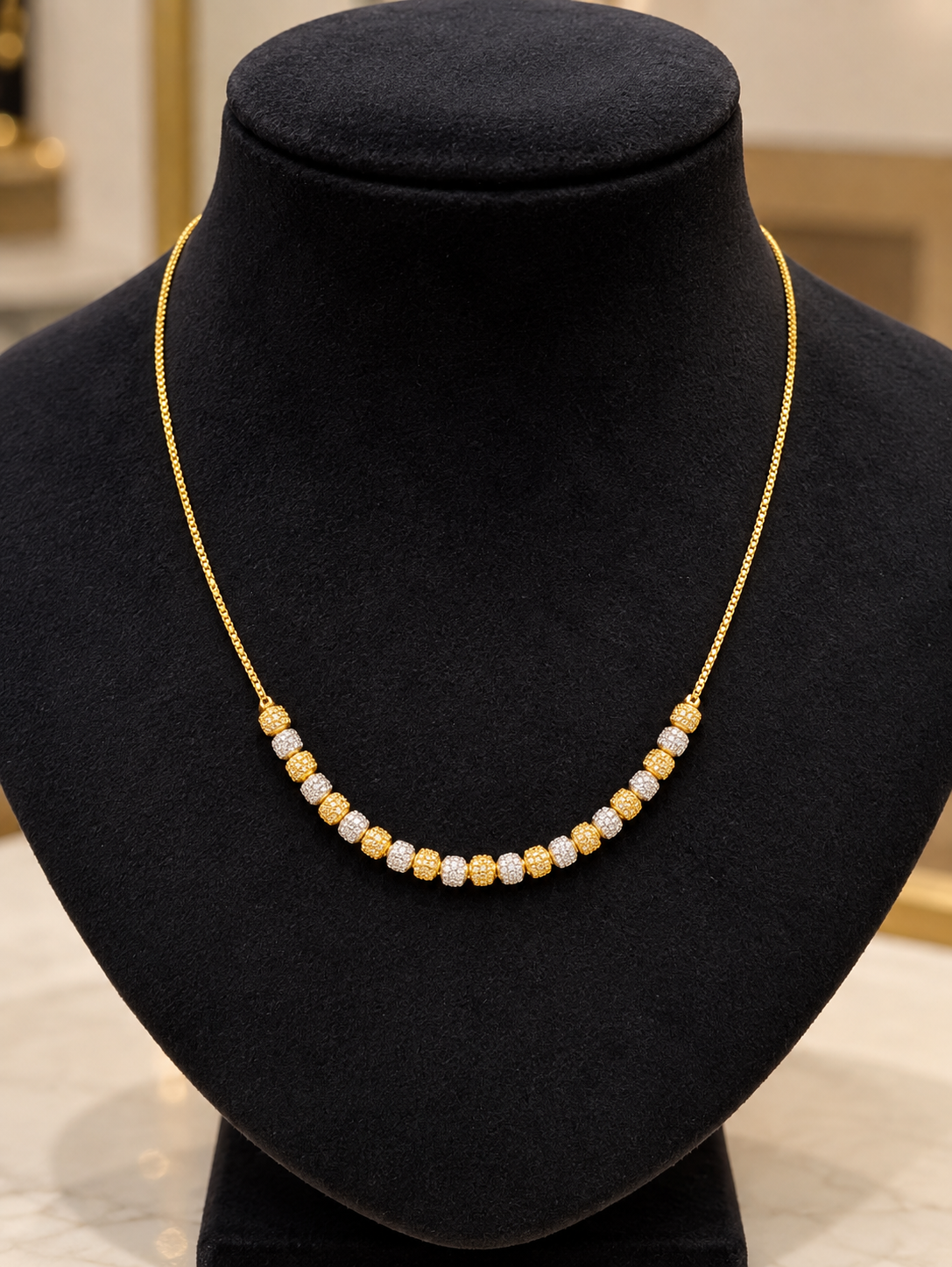 Premium budget friendly two tone ball necklace Product code G145