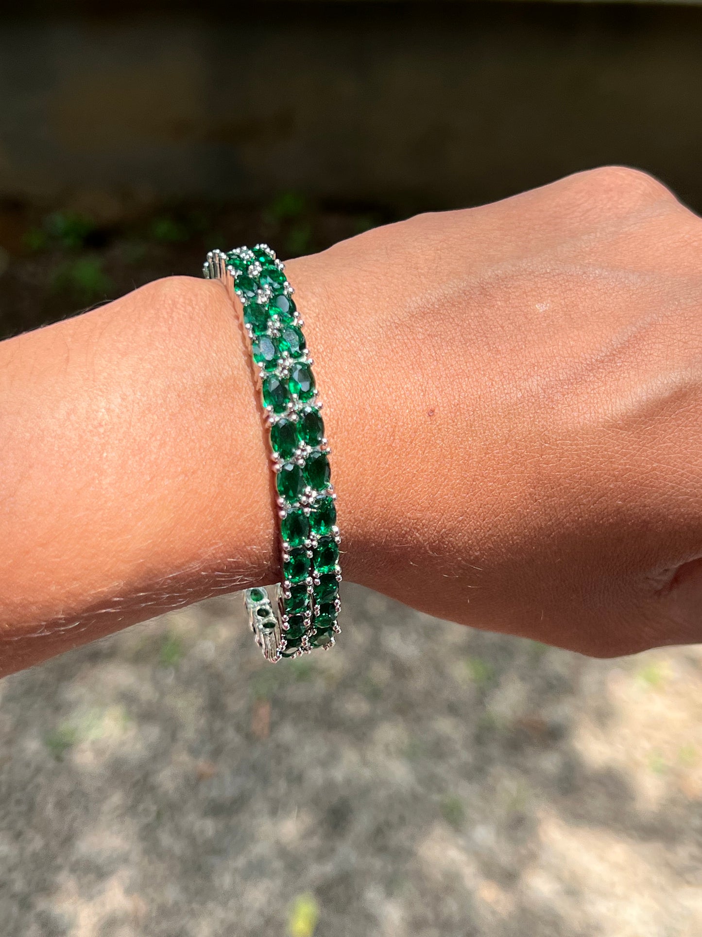 Premium ad silver finish emerald green bangles product code 1268