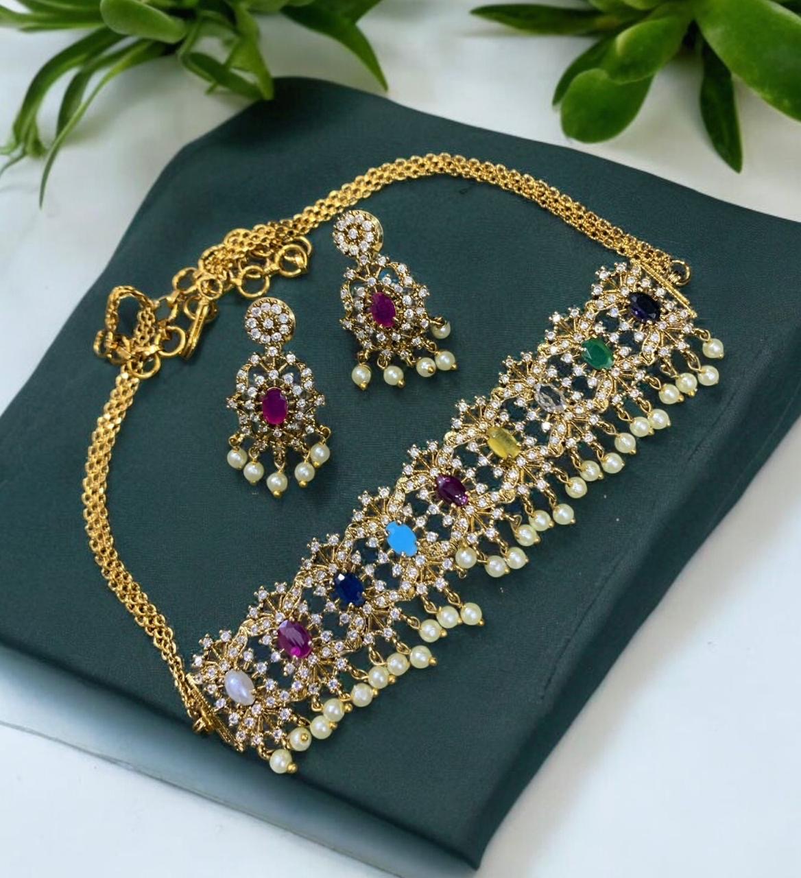 Premium ad Navarathna choker set product code 781