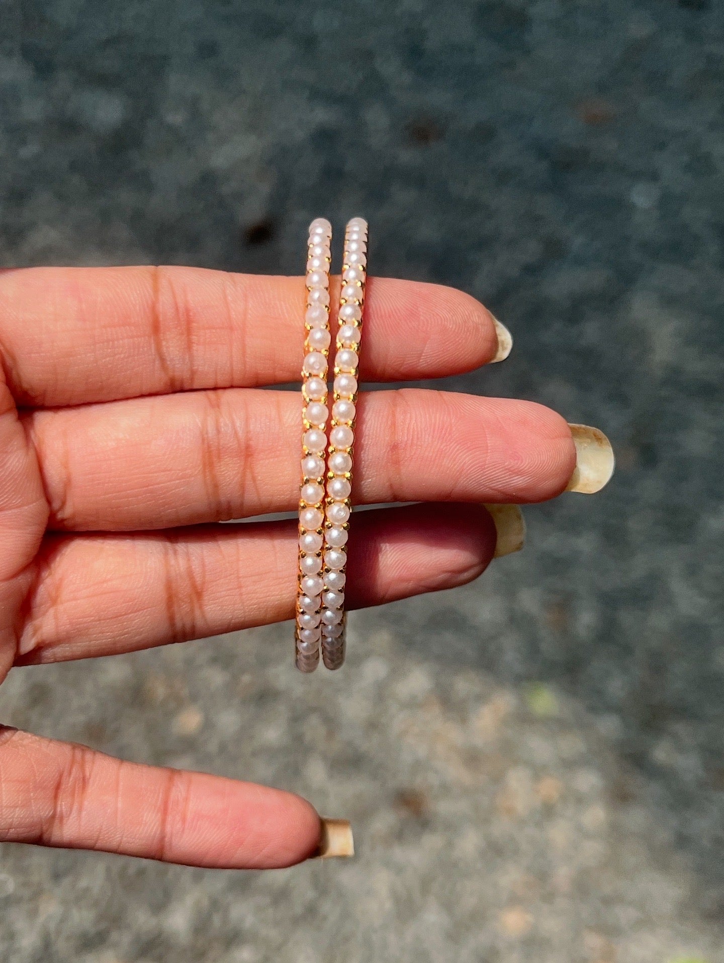 Premium gold plated pearl bangles product code B137