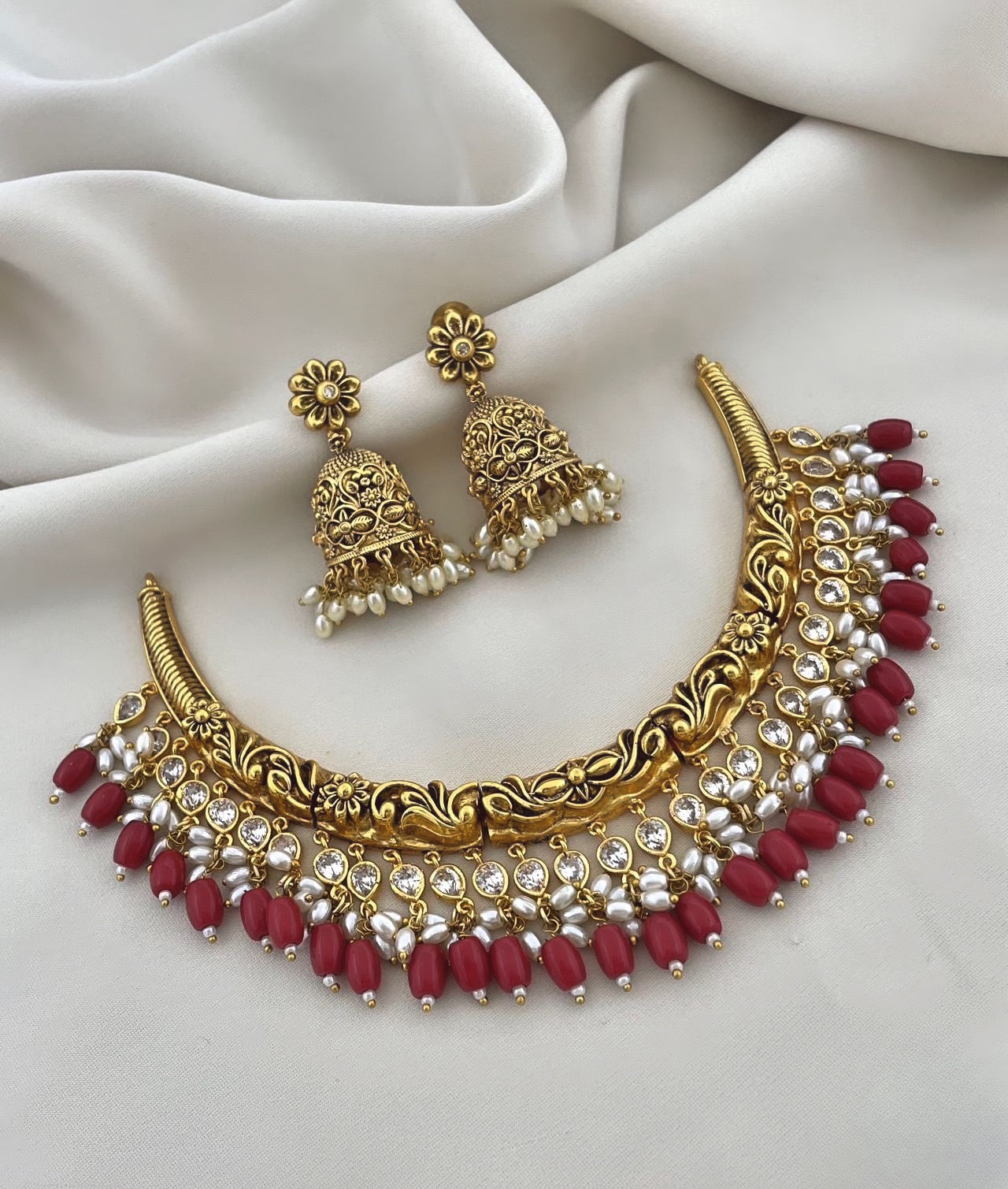 Premium jadau Kundan beads hanging necklace product code 906