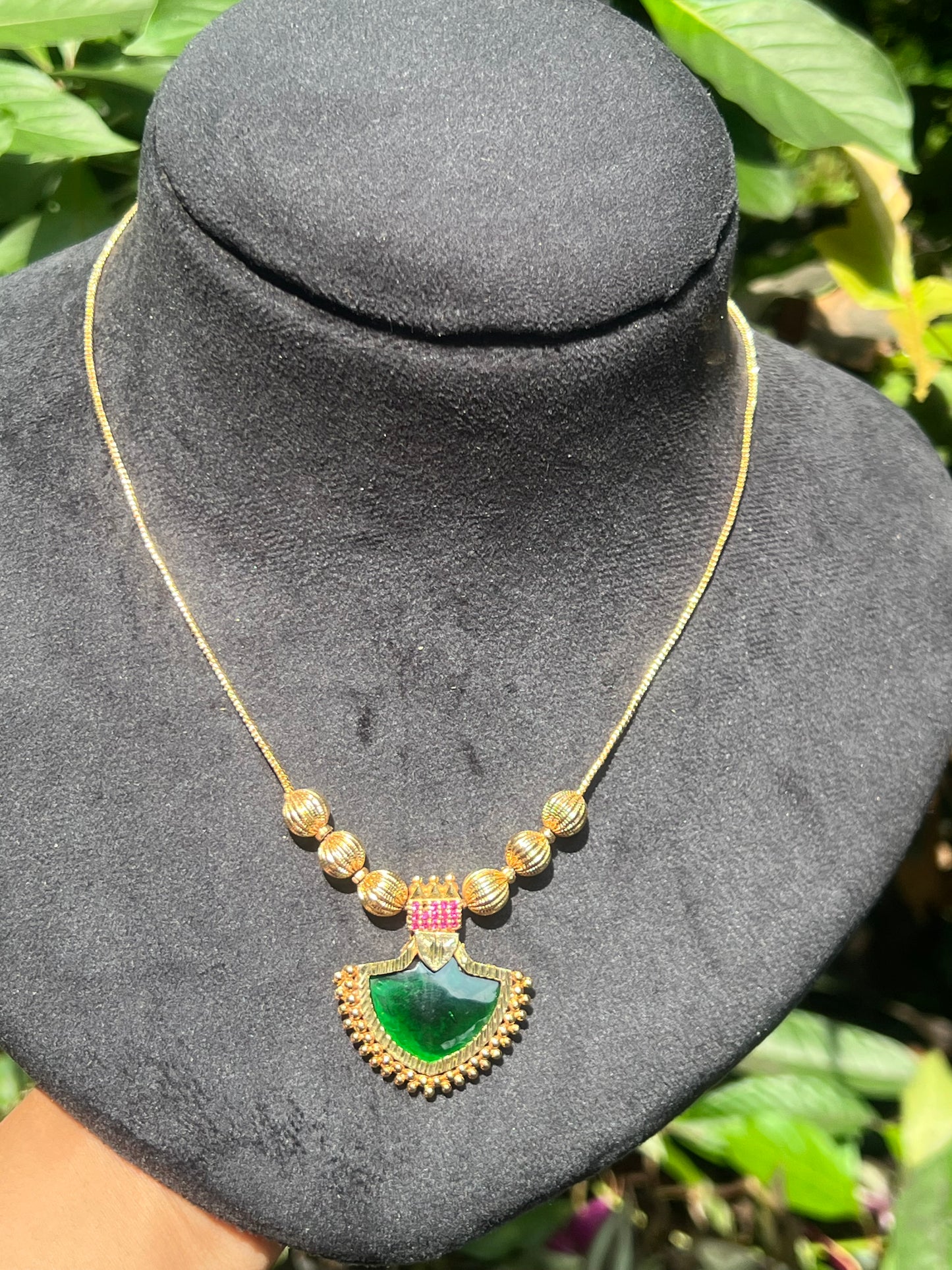Premium kerala traditional 24 carat gold plated Palakka manga necklace product code G89