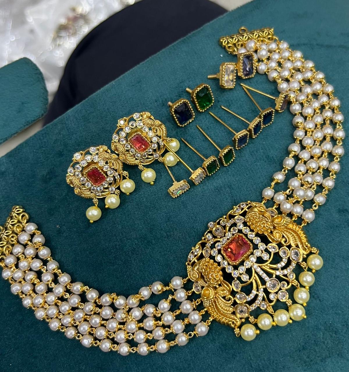 Premium 5 layer 4 in 1 stone changeable necklace product code 844