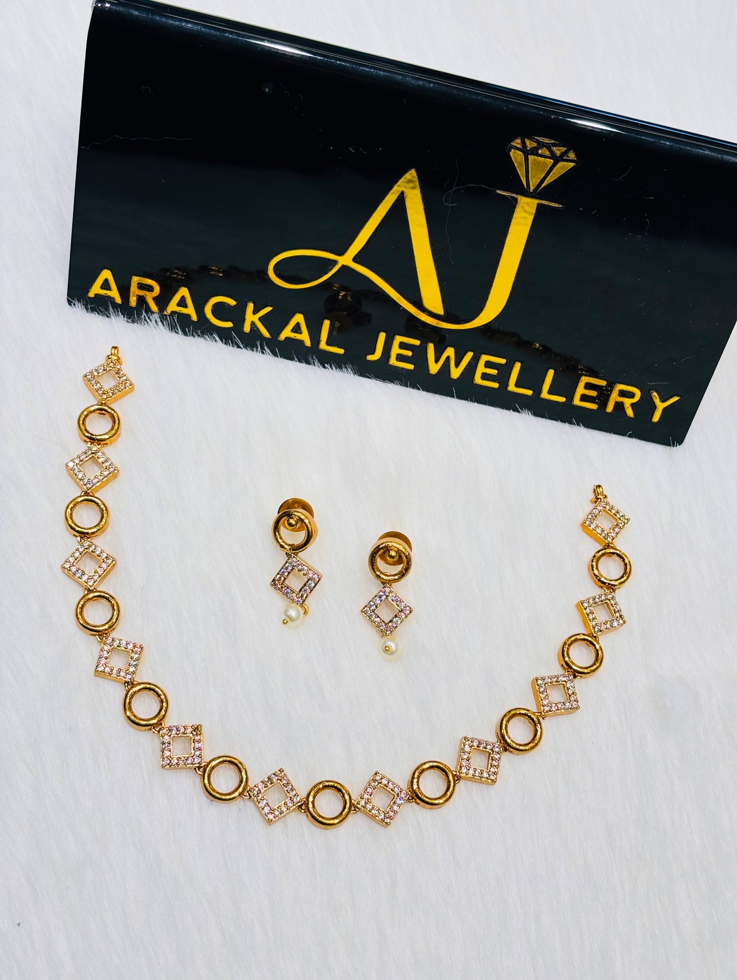 Premium quality ad square round shape necklace set product code N309