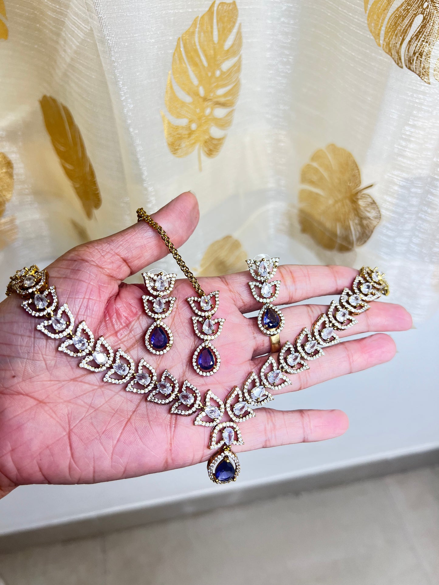 Premium quality Ad semi bridal necklace set with tikka product code 751