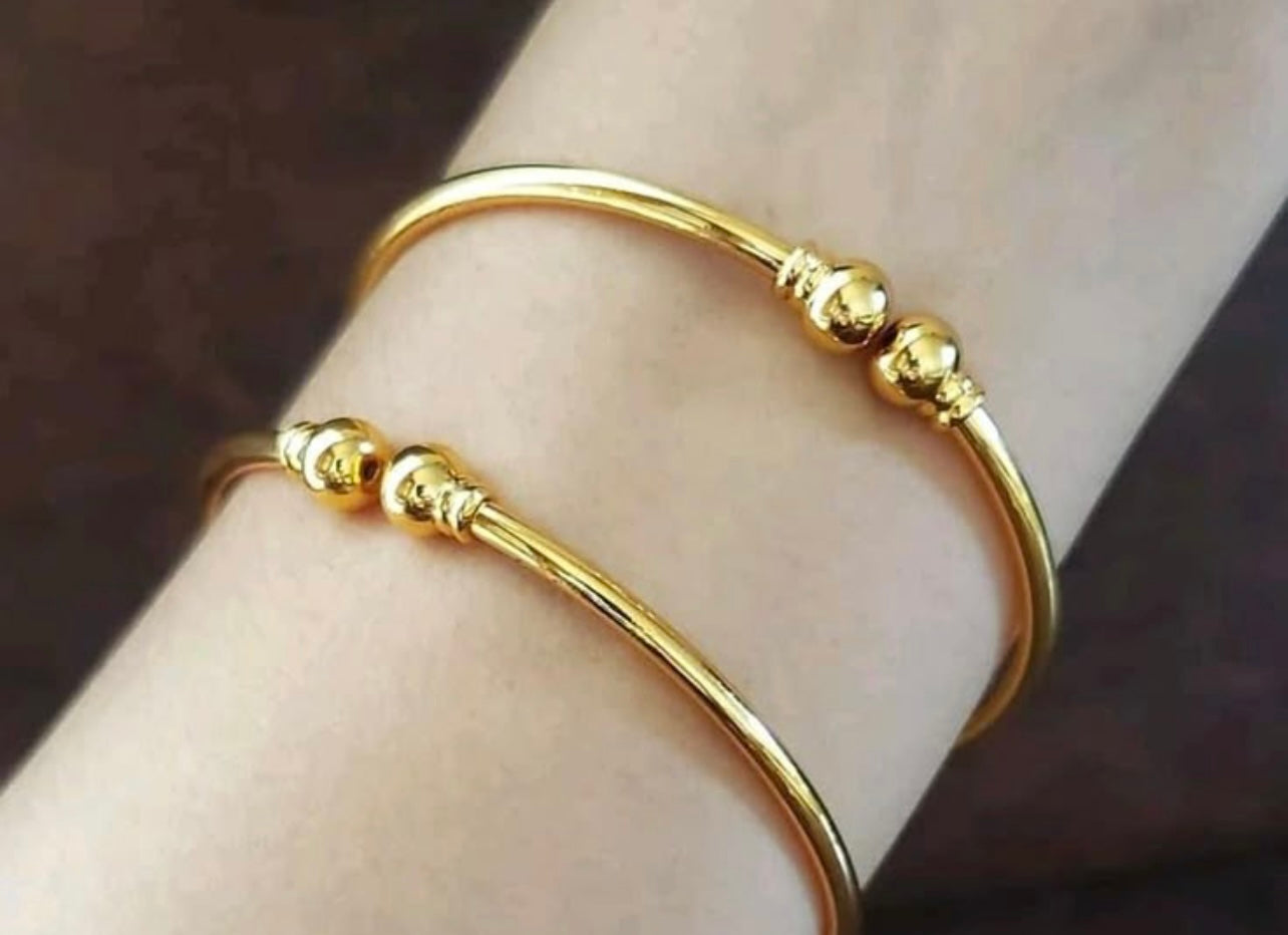 Gold plated tube with ball head bangle product code 1055