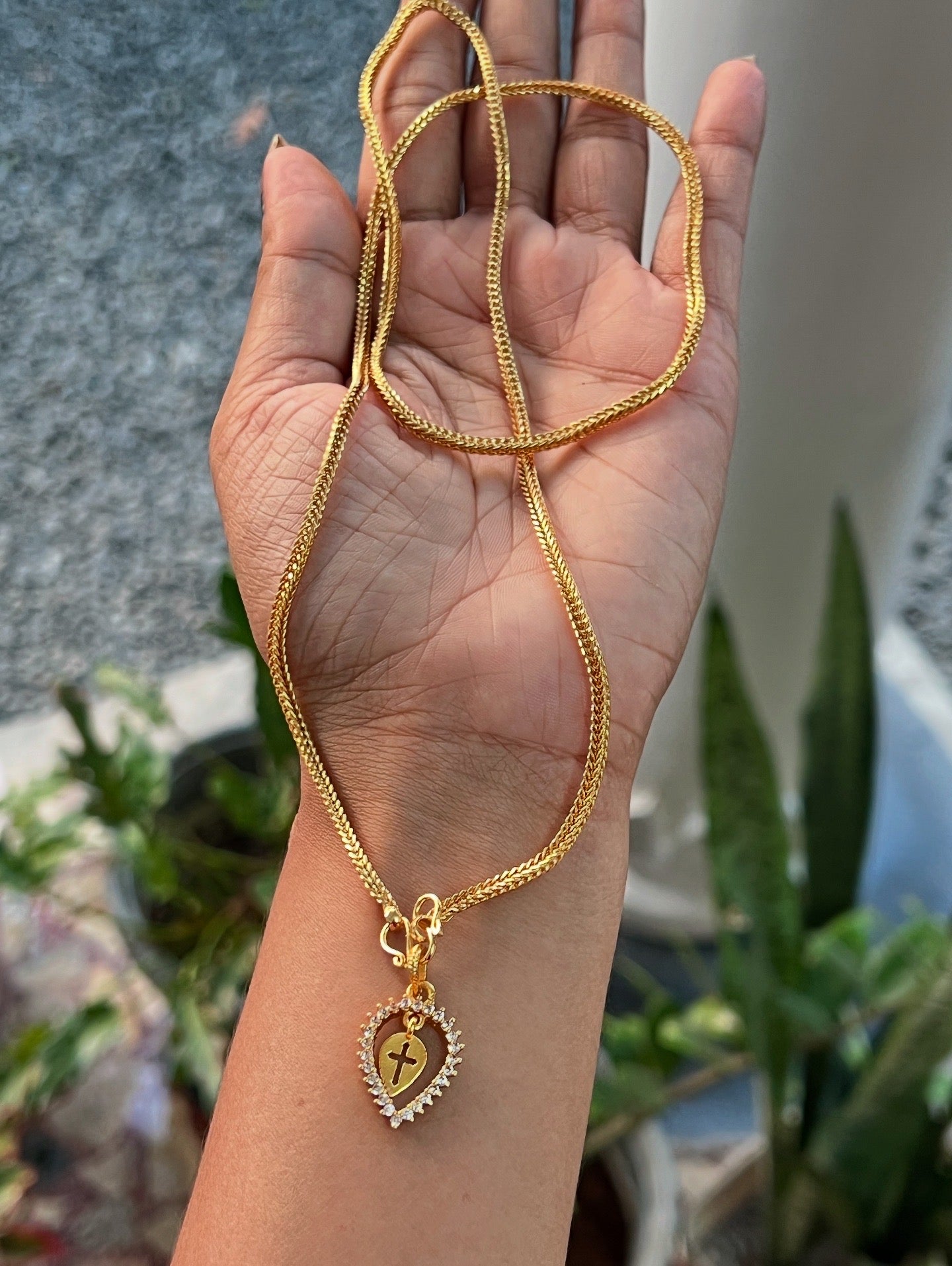 Premium gold plated daily wear Christian cross ad thali chain product code Thali03