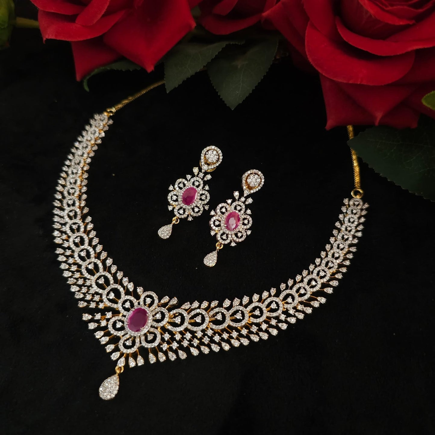 Premium daimond finish bridal necklace product code 1400