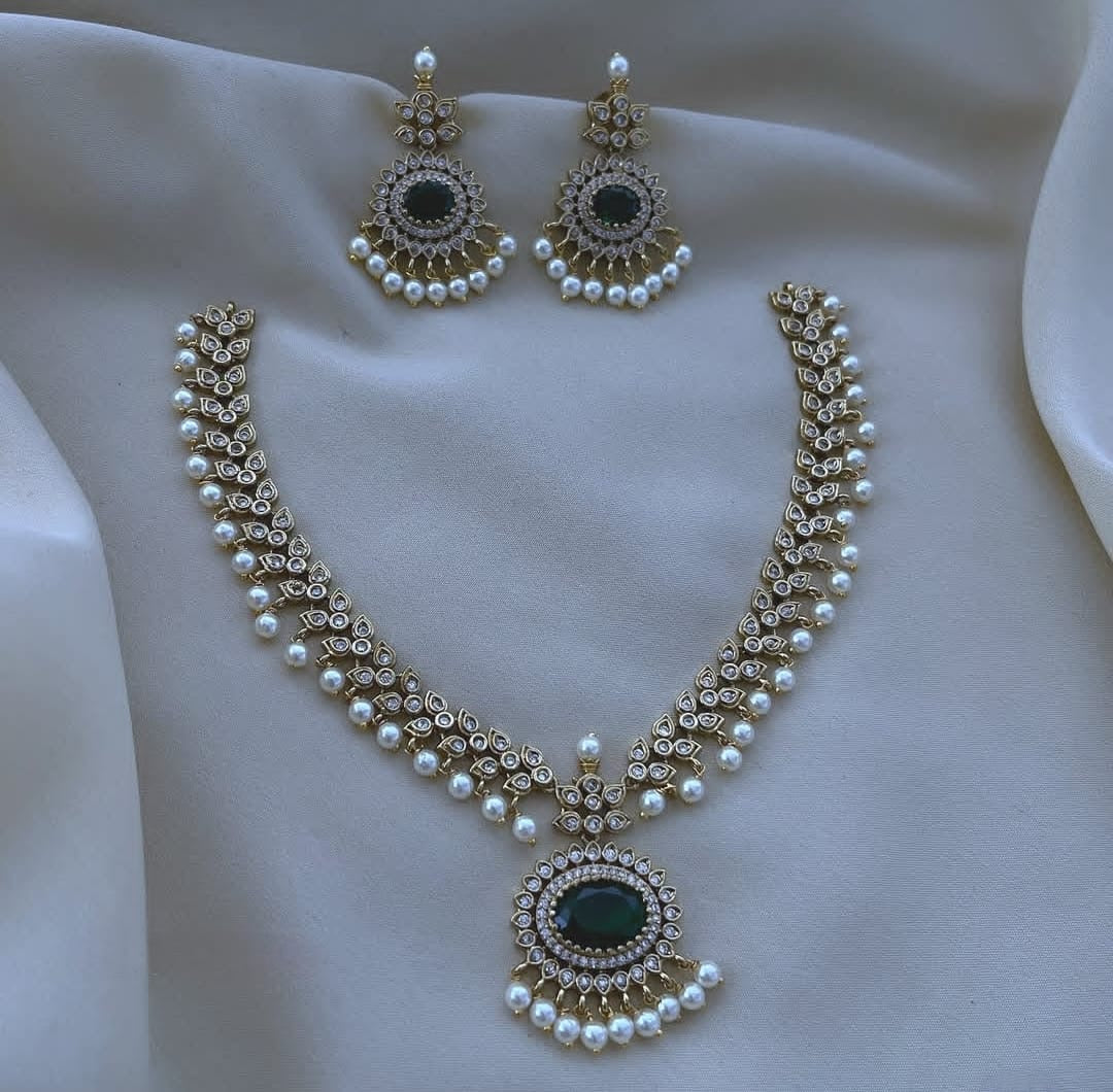Premium jadau pearl hanging necklace product code 836