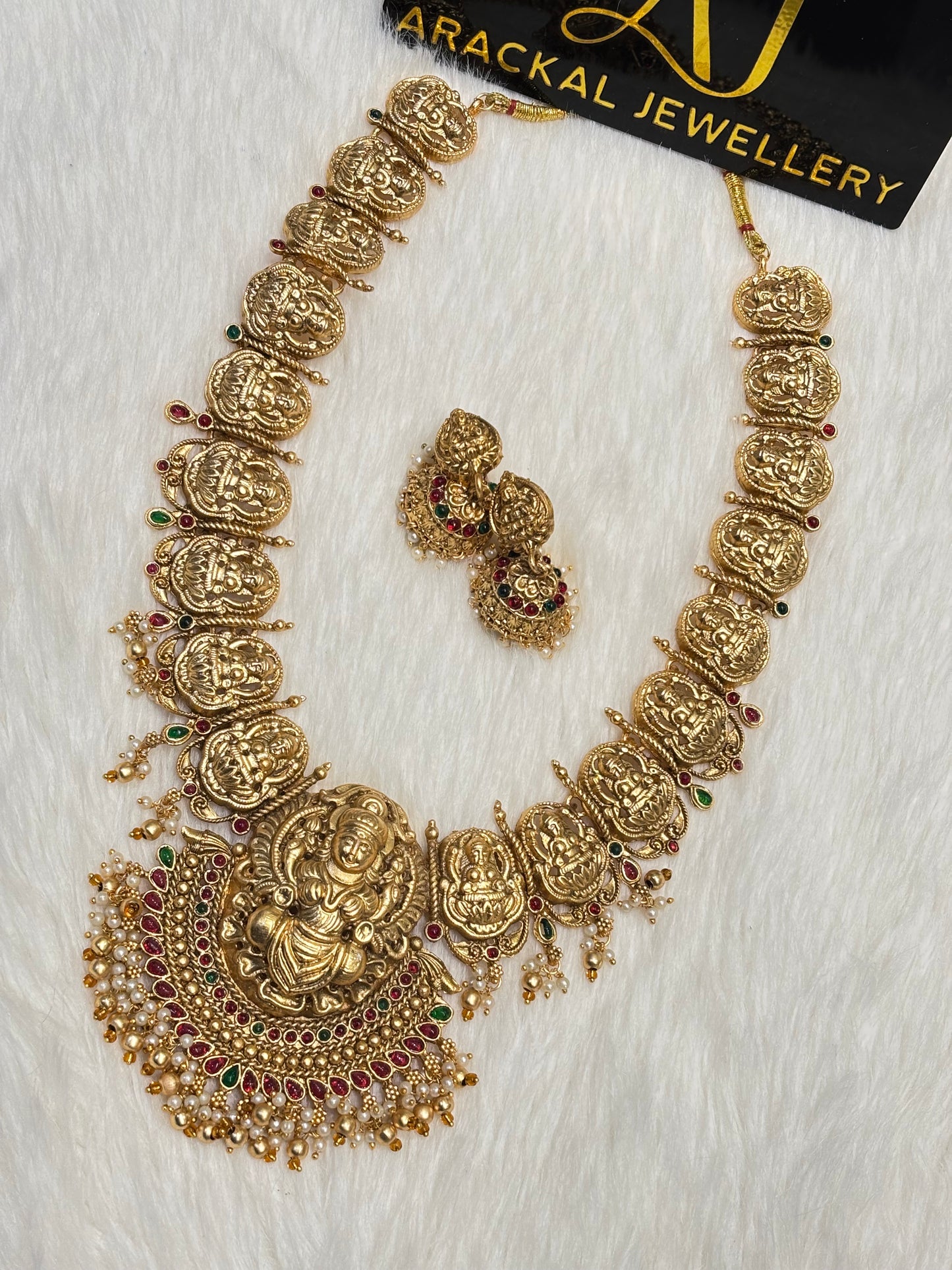 Heavy Lakshmi Devi Haram Necklace Set product code D96