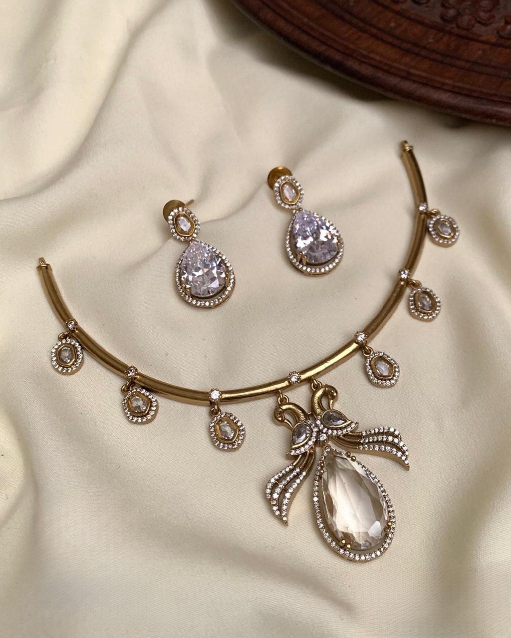 Premium quality elegant statement cz ad necklace product code 145