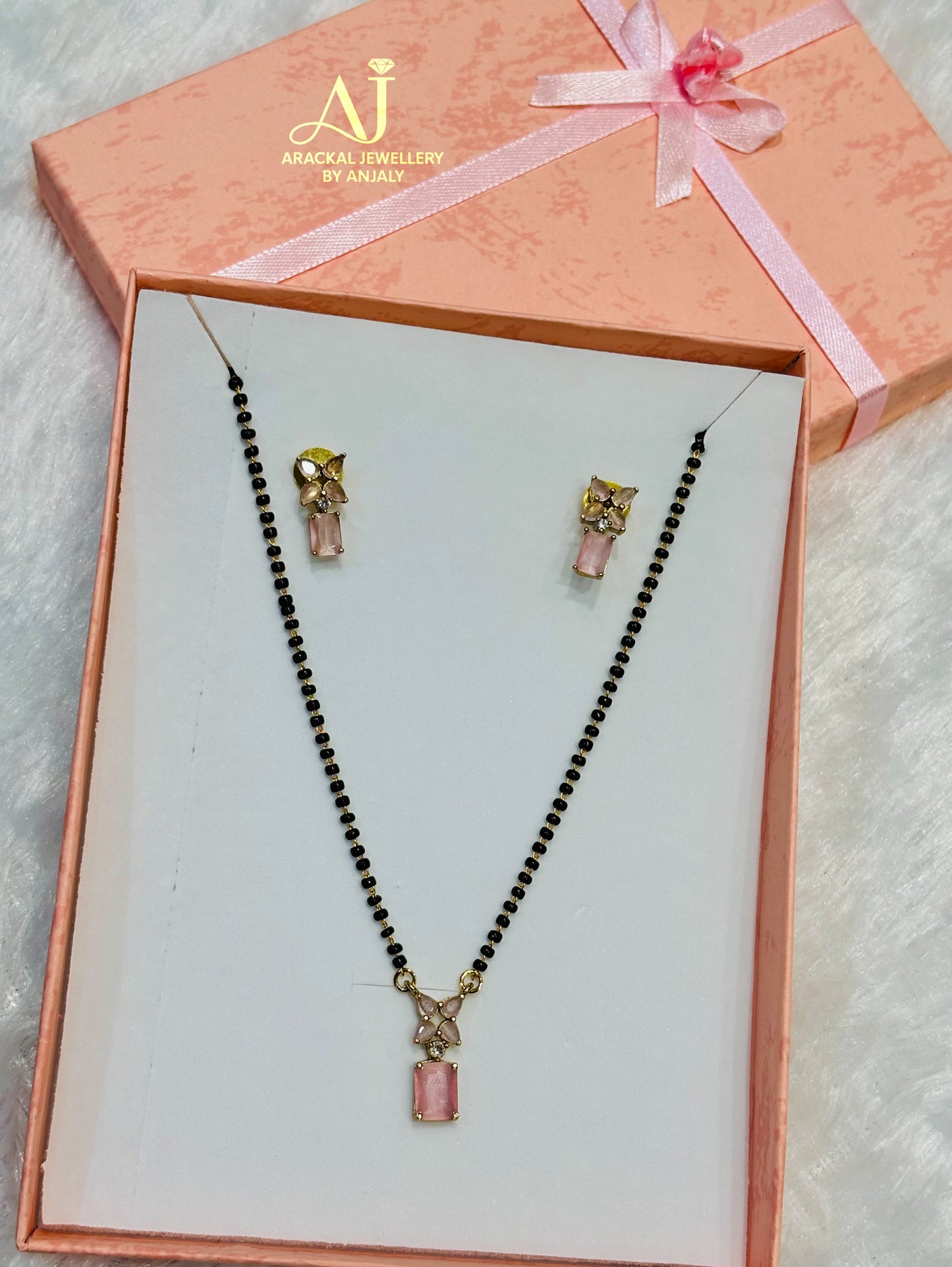 Premium simple mangalsutra with earrings product code 136