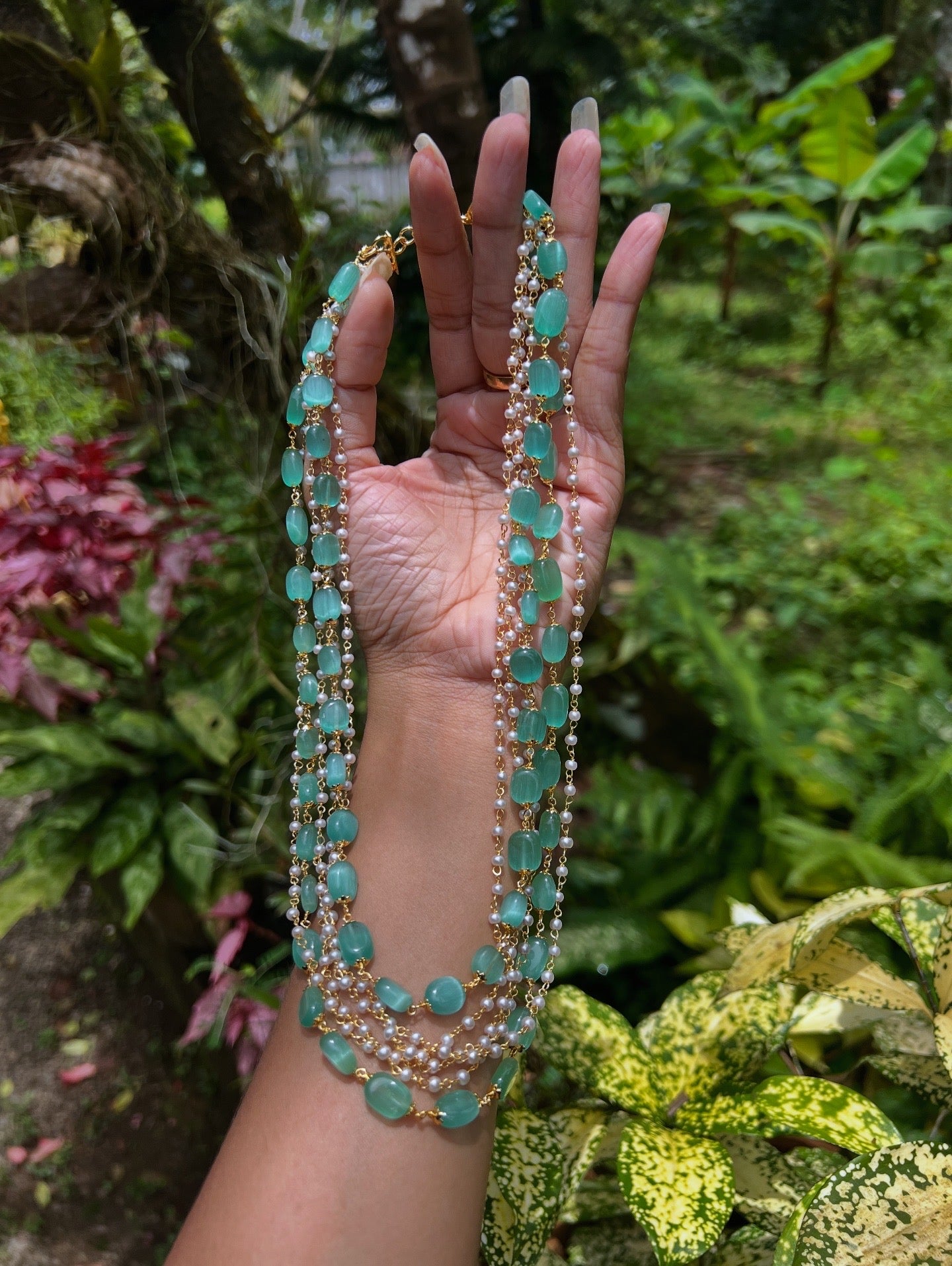 Trending long pearl and beads haram product code N163