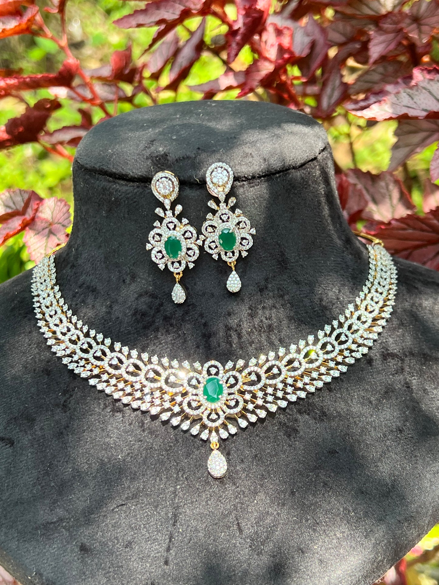 Premium daimond finish bridal necklace product code 1400