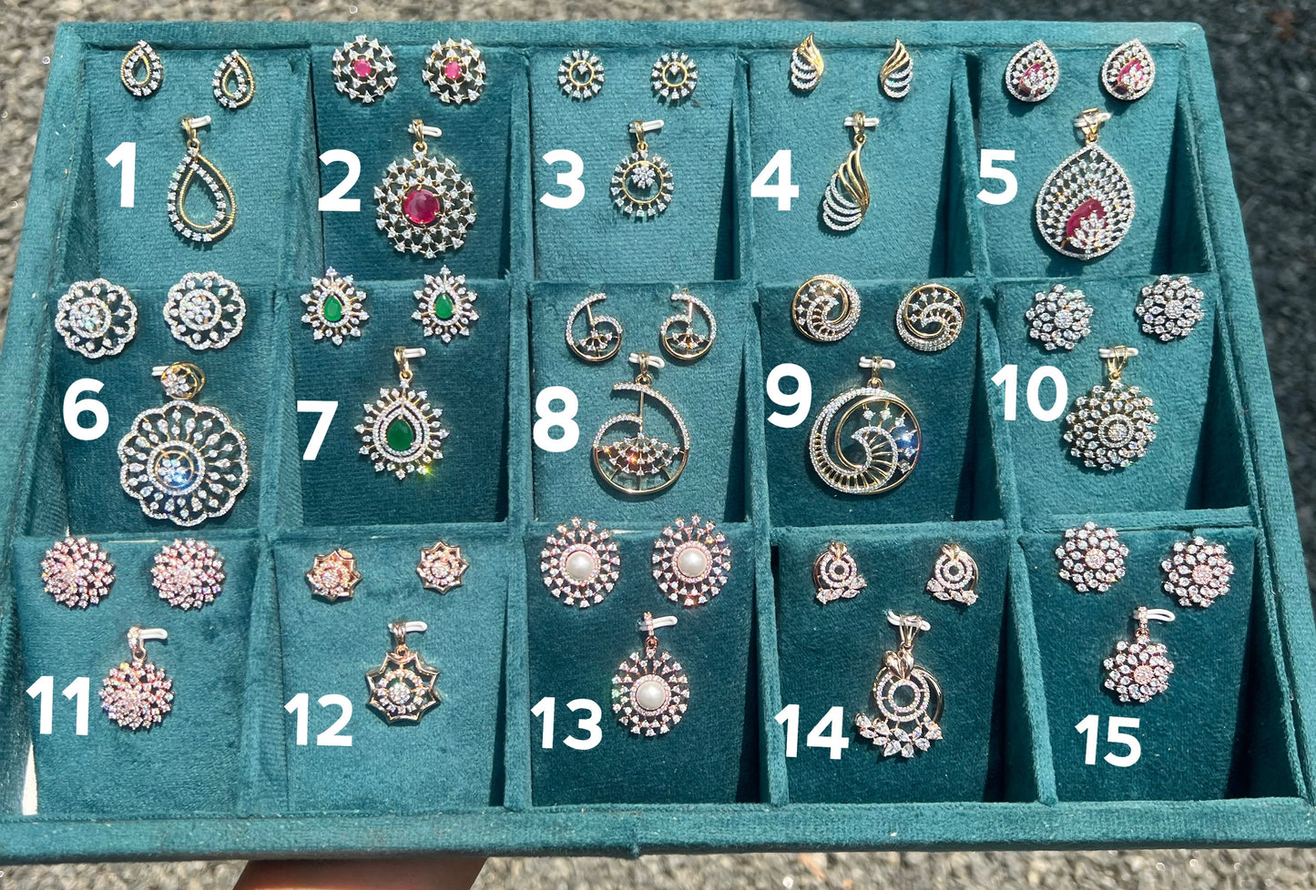 Premium party wear diamond finish GJ polish and last row Rosegold polish pendant set ( not sweat proof)product code D235