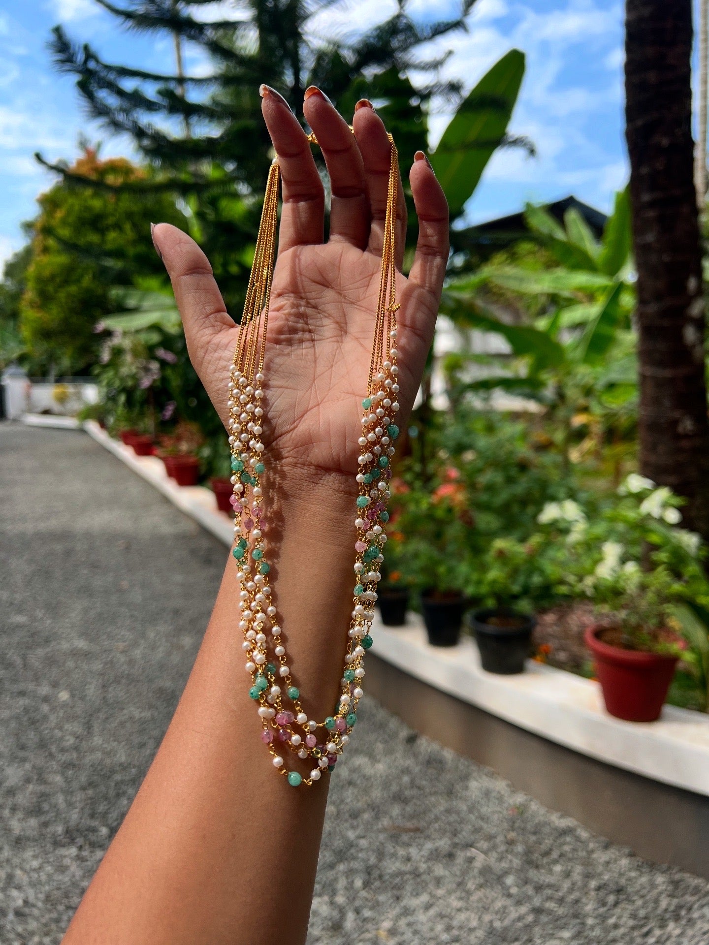 Premium 5layer pearl multicolour necklace product code P05