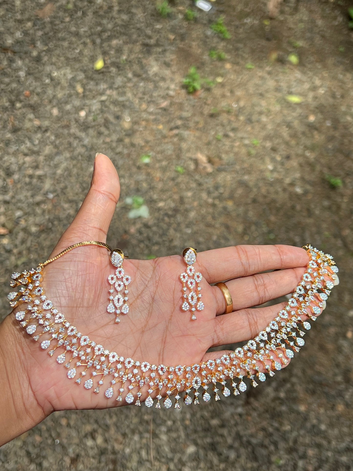 Premium diamond finish bridal necklace product code N79