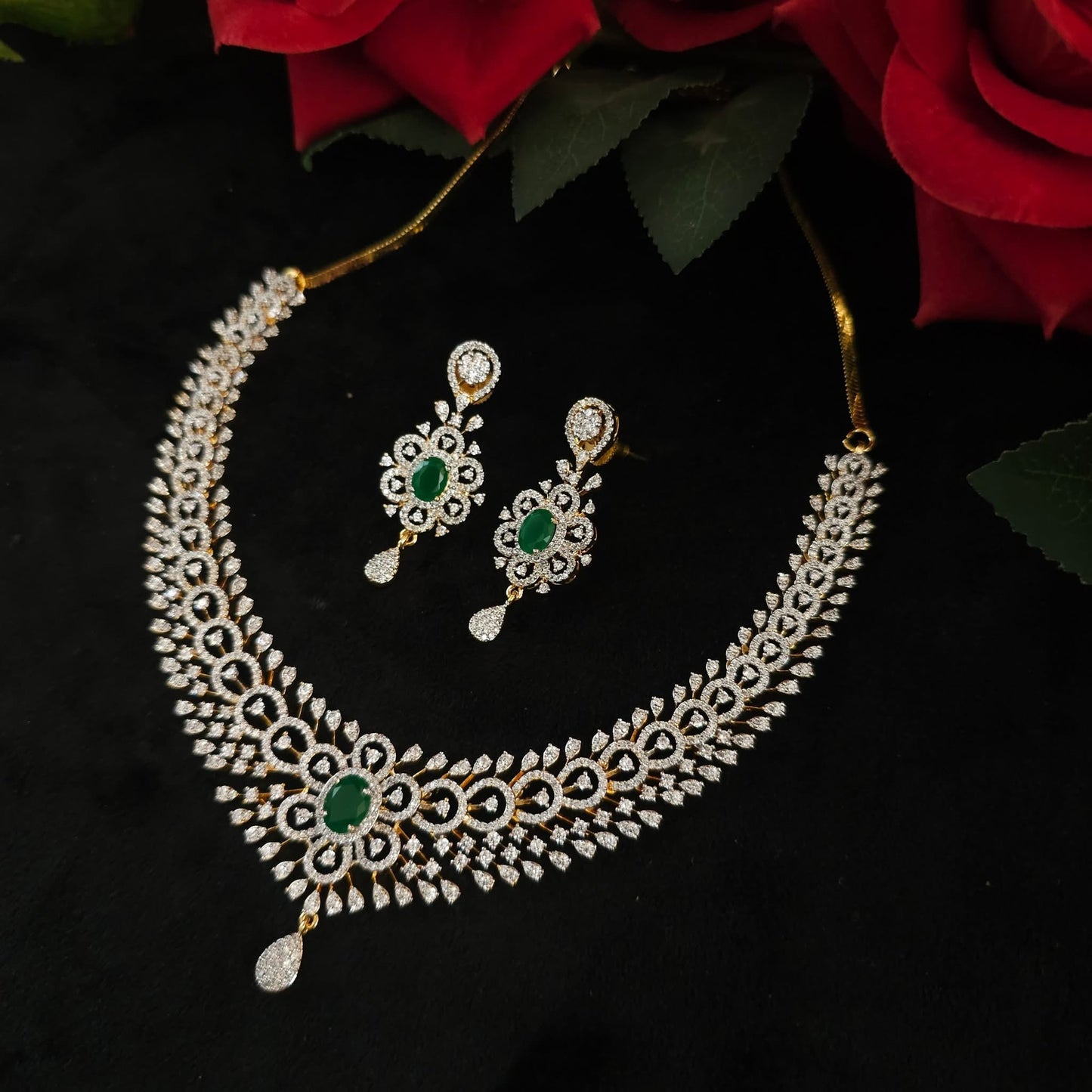 Premium daimond finish bridal necklace product code 1400