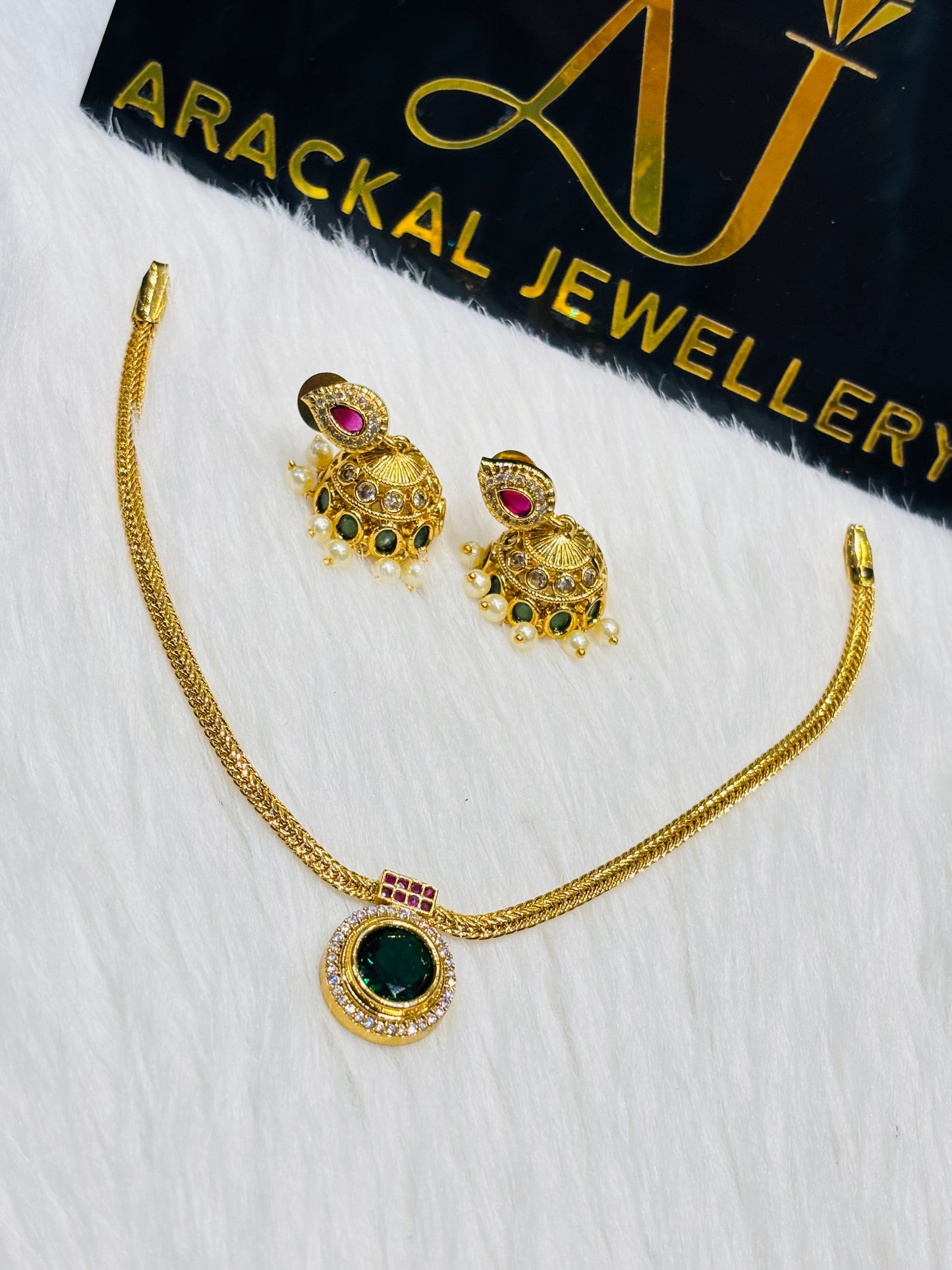 Premium quality pendant chain with non idol jhumka set product code N376