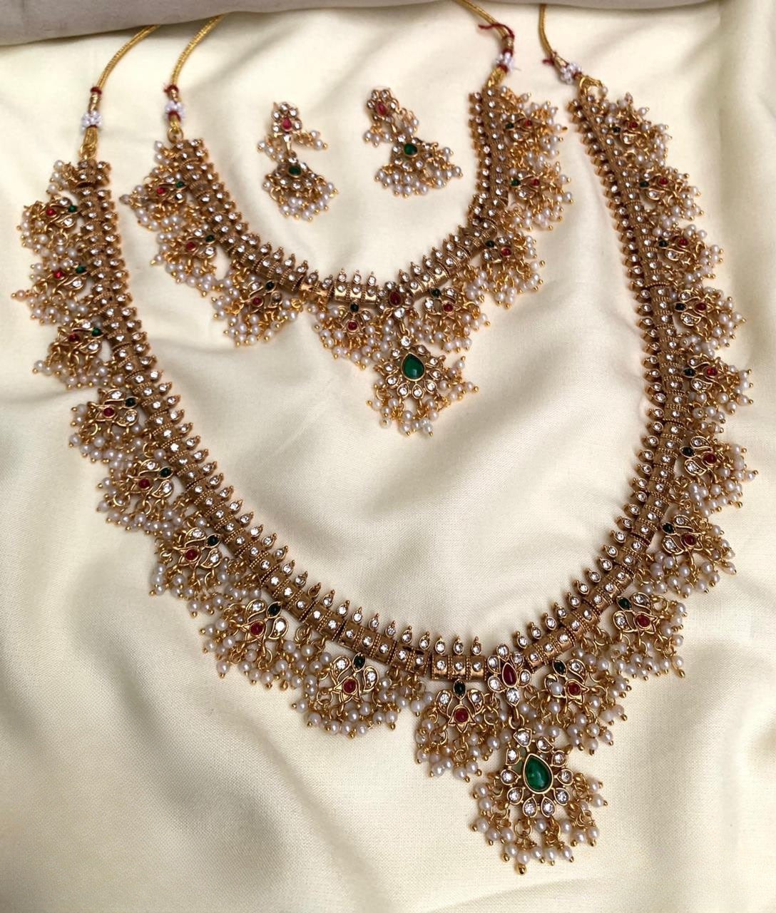 Trending guttapusalu necklace set with haram set product code 877