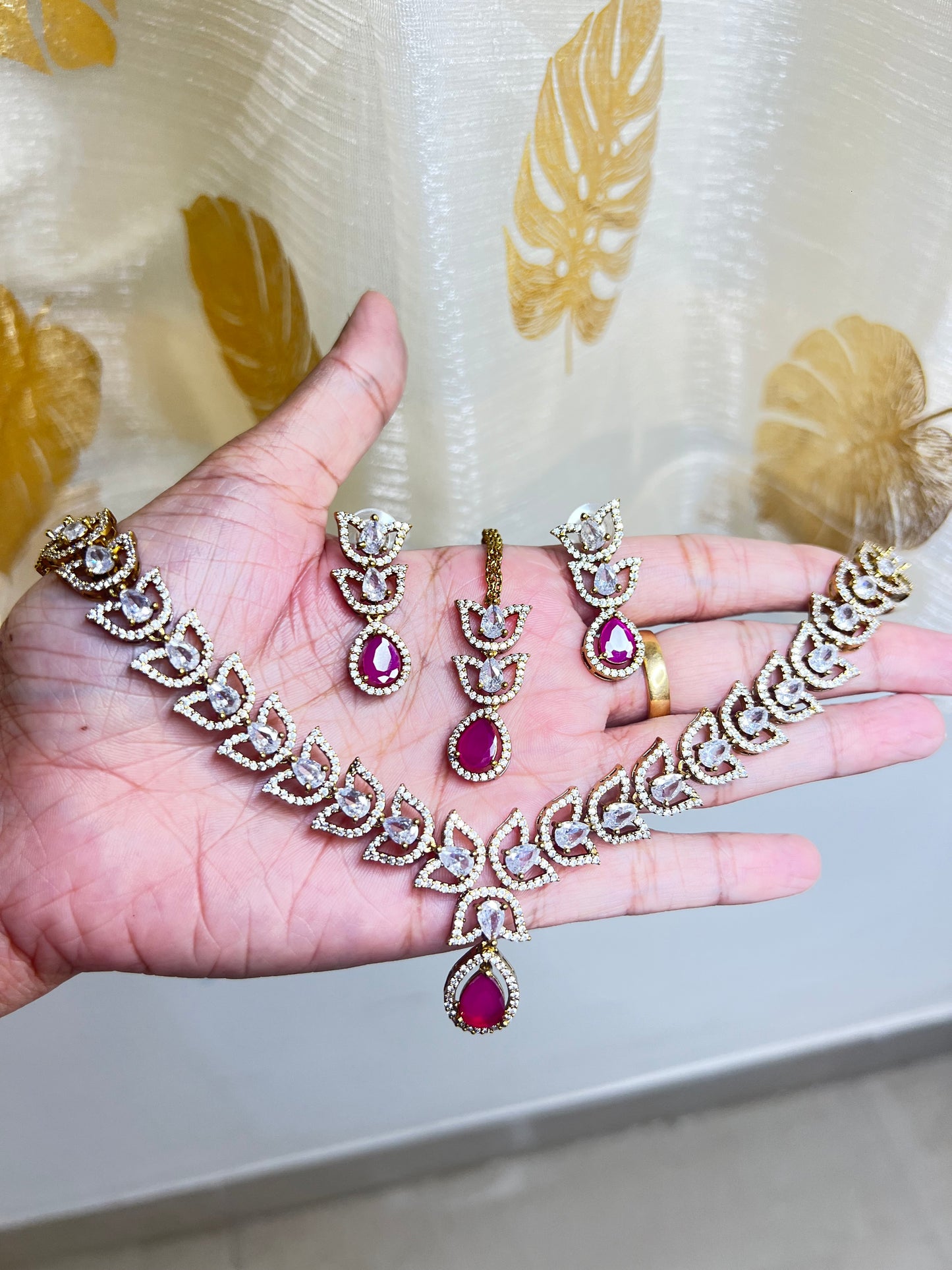 Premium quality Ad semi bridal necklace set with tikka product code 751