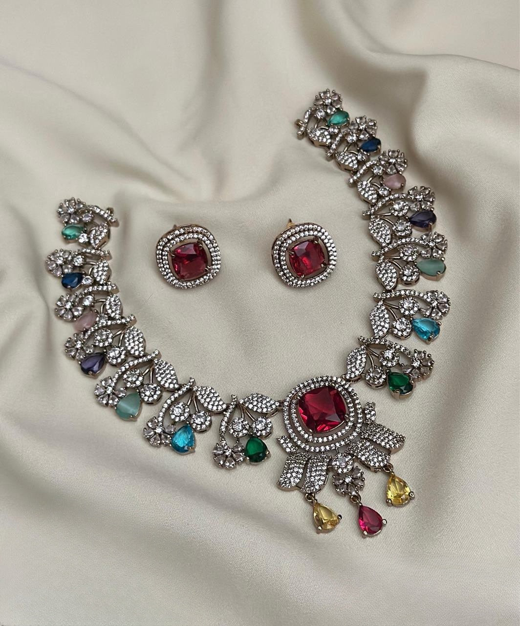 Premium Victorian designer multicolor necklace product code 959