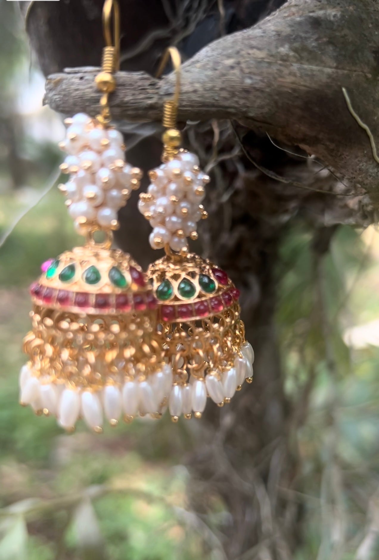Trending rice pearls hanging jhumka product code 651