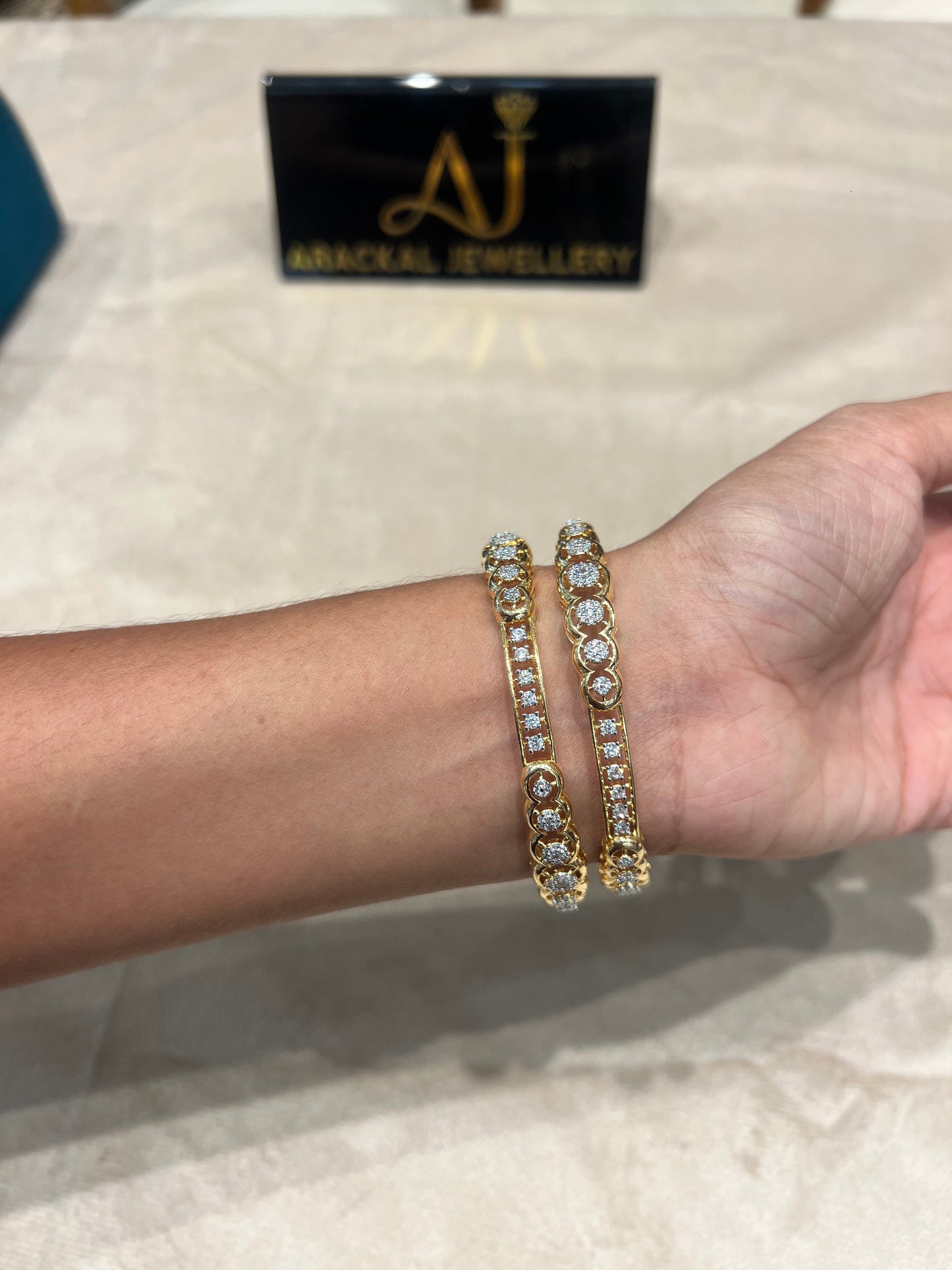 Premium party wear diamond finish GJ polish bangles set of 2 product code B02