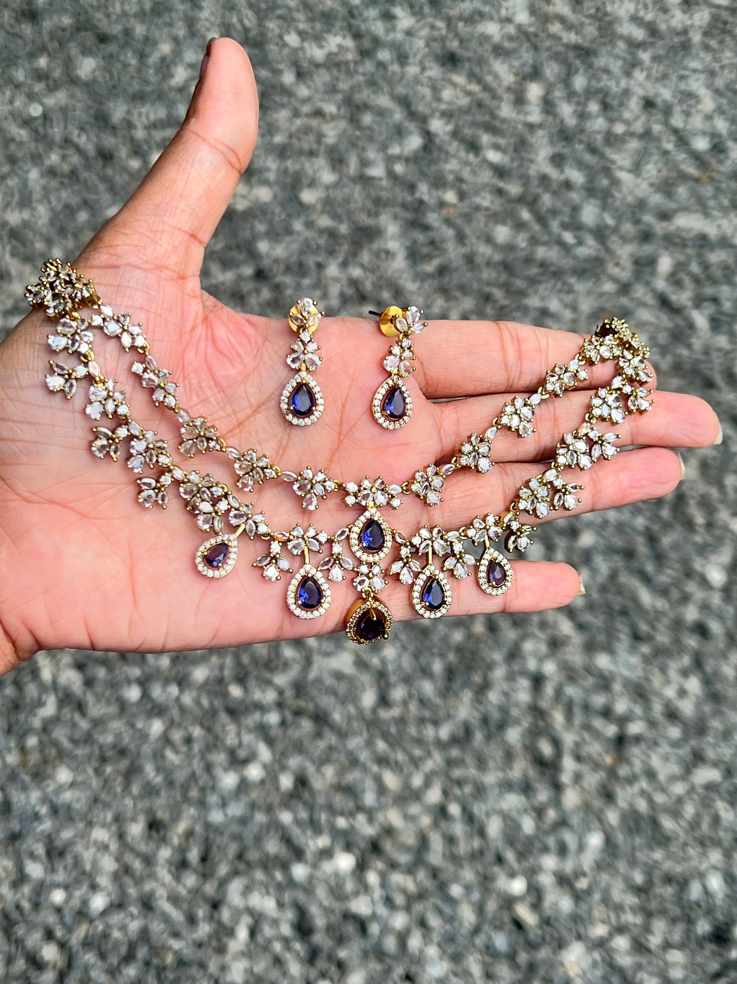 Premium AD Stone Bridal 2 layer Necklace Set product code 650